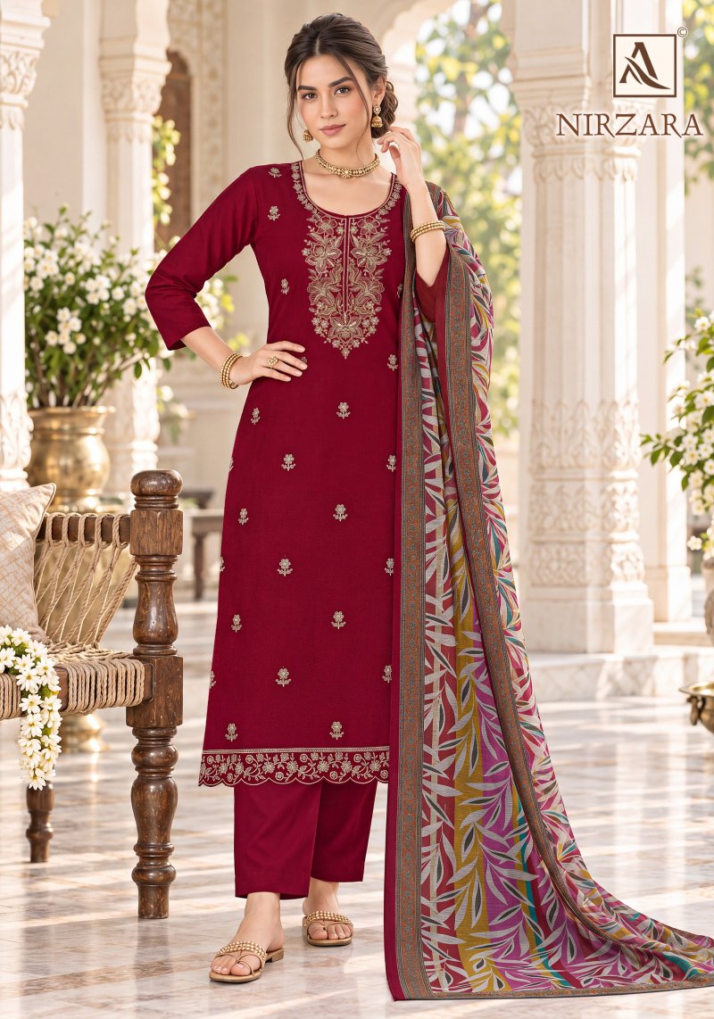 Nirzara By Alok Zam Dyed Embroidery Dress Material